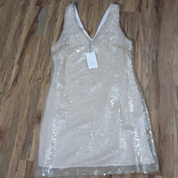 A NEW DAY Women's Nude Sequin Sleeveless Dress NWT - Picture 3 of 6